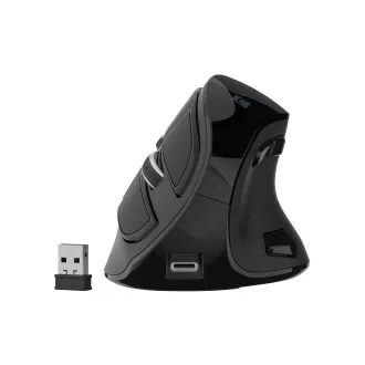 Natec EUPHONIE PRO/Vertikális/Blue Sense/Jobbkezes/4,000 DPI/USB BT/Fekete függőleges vezeték nélküli egér