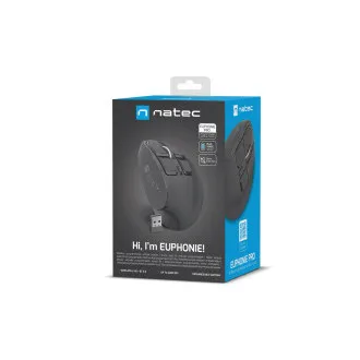 Natec EUPHONIE PRO függőleges vezeték nélküli egér / Függőleges / Blue Sense / Jobbkezesek számára / 2 400 DPI / USB BT / Fekete Natec EUPHONIE PRO függőleges vezeték nélküli egér / Függőleges / Blue Sense / Jobbkezesek számára / 2 400 DPI / USB BT / Fekete