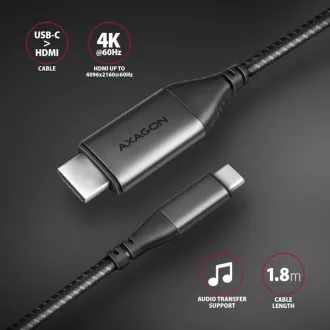 AXAGON RVC-HI2MC, USB-C -> HDMI 2.0a reduktor / kábel 1,8m, 4K/60Hz HDR10