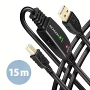 AXAGON ADR-215B, USB 2.0 A-M -> B-M aktív patch kábel, 15m
