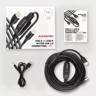AXAGON ADR-215B, USB 2.0 A-M -> B-M aktív patch kábel, 15m