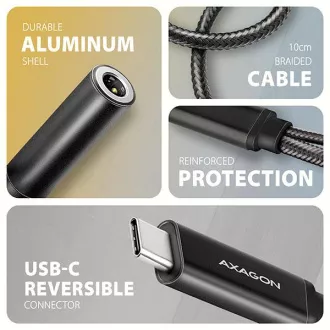 AXAGON ADA-HCPD, USB-C 3,5 mm-es jack csatlakozóra - Hi-Res DAC audio adapter, 384 kHz/32 bit, sztereó, PD 60W 3A
