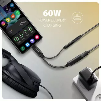 AXAGON ADA-HCPD, USB-C 3,5 mm-es jack csatlakozóra - Hi-Res DAC audio adapter, 384 kHz/32 bit, sztereó, PD 60W 3A