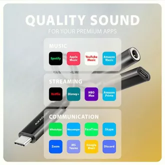 AXAGON ADA-HCPD, USB-C 3,5 mm-es jack csatlakozóra - Hi-Res DAC audio adapter, 384 kHz/32 bit, sztereó, PD 60W 3A