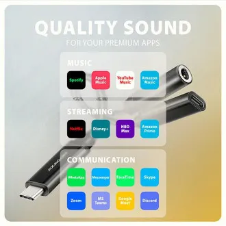 AXAGON ADA-HCPD, USB-C 3,5 mm-es jack csatlakozóra - Hi-Res DAC audio adapter, 384 kHz/32 bit, sztereó, PD 60W 3A AXAGON ADA-HCPD, USB-C 3,5 mm-es jack csatlakozóra - Hi-Res DAC audio adapter, 384 kHz/32 bit, sztereó, PD 60W 3A