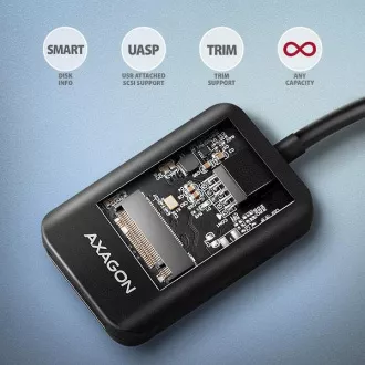 AXAGON ADM2-CM USB-C 10Gbps - M.2 NVMe és SATA SSD adapter, USB-C 10cm kábel