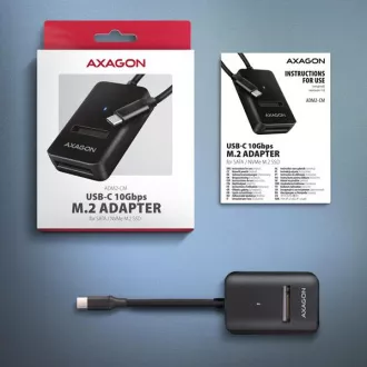 AXAGON ADM2-CM USB-C 10Gbps - M.2 NVMe és SATA SSD adapter, USB-C 10cm kábel