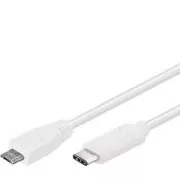 PremiumCord USB-C/male - USB 2.0 Micro-B/Male, fehér, 0,6m