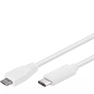 PremiumCord USB-C/male - USB 2.0 Micro-B/Male, fehér, 0,6m