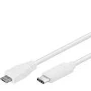 PremiumCord USB-C/male - USB 2.0 Micro-B/Male, fehér, 0,6m
