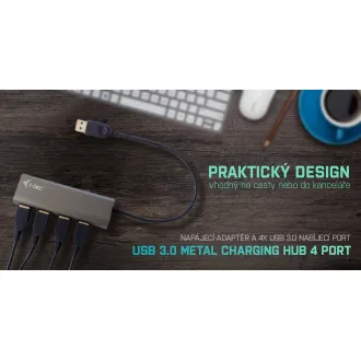 i-tec USB 3.0 fém töltő HUB 4 csatlakozóval