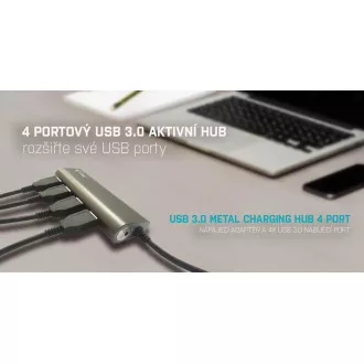 i-tec USB 3.0 fém töltő HUB 4 csatlakozóval