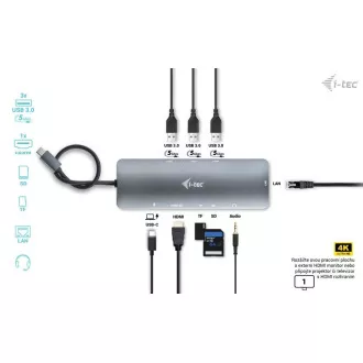 i-tec USB-C fém nano dokkolóállomás 4K HDMI LAN, Power Delivery 100W töltő 100W (csomag) i-tec USB-C fém nano dokkolóállomás 4K HDMI LAN, Power Delivery 100W töltő 100W (csomag)