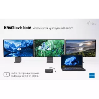 i-tec USB-C DP Dual HDMI dokkolóállomás, Power Delivery 100W