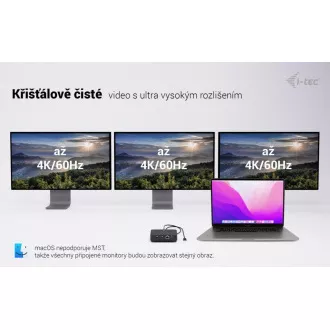 i-tec USB-C DP Dual HDMI dokkolóállomás, Power Delivery 100W