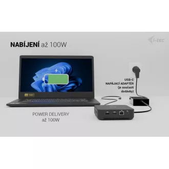 i-tec USB-C DP Dual HDMI dokkolóállomás, Power Delivery 100W   i-tec univerzális töltő 100W