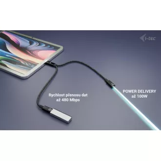 i-tec USB-C kábel elosztó Audio/Data, Power Delivery 100W