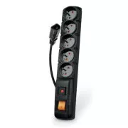 Acar F5 IEC 5m kábel, 5 aljzat, túlfeszültségvédő, C14 UPS-hez, fekete színű
