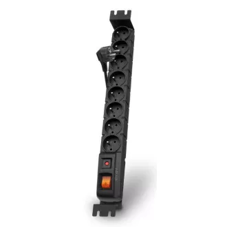 Acar S8 FA Rack 1.5m kábel, 8 aljzat, túlfeszültségvédő, rackhez, fekete