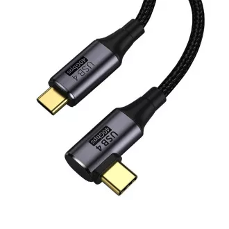 PremiumCord USB4 Gen 3x2 40Gbps 8K@60Hz 240W, Thunderbolt, 0,3m íves, hajlított