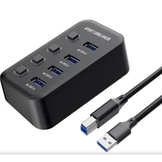 PremiumCord USB 3.2 Superspeed HUB 4 portos portváltókkal PremiumCord USB 3.2 Superspeed HUB 4 portos portváltókkal