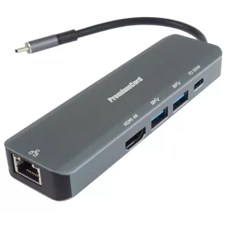 PremiumCord USB-C HDMI-re, 2x USB3.2, PD 100W, RJ45