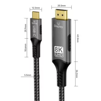 PremiumCord USB-C és HDMI kábel, 2m