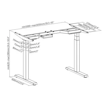 Brateck M08-23DE állítható magasságú asztallap 2 motoros tartomány 620-1280 mm terhelhetőség 100 kg