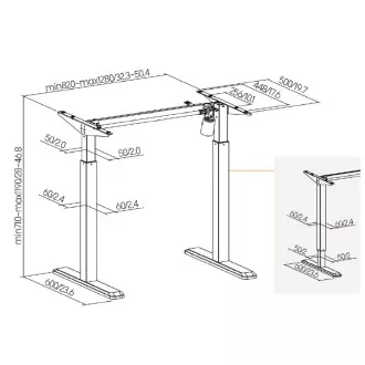 Állítható magasságú asztallap Brateck S03-22DE 1 motoros tartomány 710-1190 mm terhelhetőség 80 kg Állítható magasságú asztallap Brateck S03-22DE 1 motoros tartomány 710-1190 mm terhelhetőség 80 kg