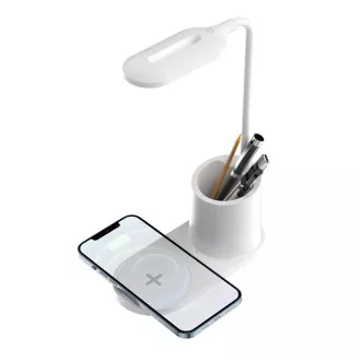 Platinet PDL1930W 3W dimmelhető LED asztali lámpa, vezeték nélküli töltéssel, fehér színben