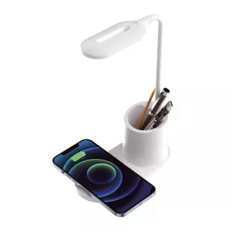 Platinet PDL1930W 3W dimmelhető LED asztali lámpa, vezeték nélküli töltéssel, fehér színben