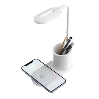 Platinet PDL1930W 3W dimmelhető LED asztali lámpa, vezeték nélküli töltéssel, fehér színben