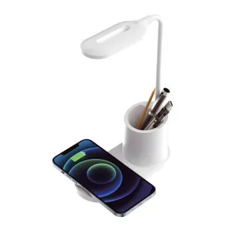 Platinet PDL1930W 3W dimmelhető LED asztali lámpa, vezeték nélküli töltéssel, fehér színben