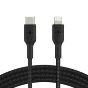 BELKIN fonott kábel USB-C - Lightning, 1m, fekete