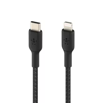 BELKIN fonott kábel USB-C - Lightning, 1m, fekete BELKIN fonott kábel USB-C - Lightning, 1m, fekete