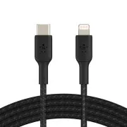 BELKIN fonott kábel USB-C - Lightning, 1m, fekete