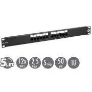 19"-os Solarix patch panel 12 x RJ45 CAT5E UTP 150 MHz fekete 1U SX12-5E-UTP-BK SX12-5E-UTP-BK