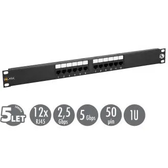 19"-os Solarix patch panel 12 x RJ45 CAT5E UTP 150 MHz fekete 1U SX12-5E-UTP-BK SX12-5E-UTP-BK 19"-os Solarix patch panel 12 x RJ45 CAT5E UTP 150 MHz fekete 1U SX12-5E-UTP-BK SX12-5E-UTP-BK