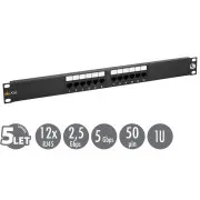 19"-os Solarix patch panel 12 x RJ45 CAT5E UTP 150 MHz fekete 1U SX12-5E-UTP-BK SX12-5E-UTP-BK