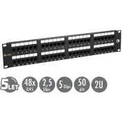 19"-os Solarix patch panel 48 x RJ45 CAT5E UTP 150 MHz fekete 2U SX48-5E-UTP-BK SX48-5E-UTP-BK