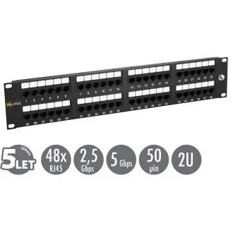 19"-os Solarix patch panel 48 x RJ45 CAT5E UTP 150 MHz fekete 2U SX48-5E-UTP-BK SX48-5E-UTP-BK 19"-os Solarix patch panel 48 x RJ45 CAT5E UTP 150 MHz fekete 2U SX48-5E-UTP-BK SX48-5E-UTP-BK