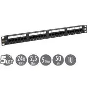 19"-os Solarix patch panel 24 x RJ45 CAT5E UTP 150 MHz fekete 1U SX24-5E-UTP-BK SX24-5E-UTP-BK