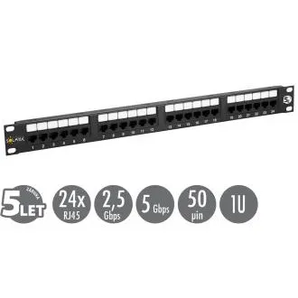 19"-os Solarix patch panel 24 x RJ45 CAT5E UTP 150 MHz fekete 1U SX24-5E-UTP-BK SX24-5E-UTP-BK 19"-os Solarix patch panel 24 x RJ45 CAT5E UTP 150 MHz fekete 1U SX24-5E-UTP-BK SX24-5E-UTP-BK