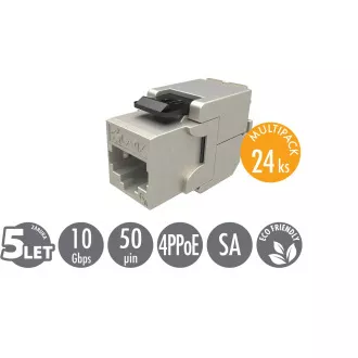 MULTIPACK 24 db - önvágó kulcskő Solarix CAT6A STP SXKJ-10G-STP-BK-SA komponensszint és 4PPoE