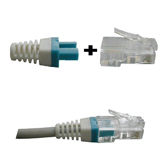 DATACOM mandzsetta RJ 45 csatlakozóhoz kék/fehér 100 db