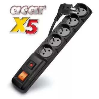 ACAR X5/5m 5x230V elosztó panel fekete kapcsoló védelem ACAR X5/5m 5x230V elosztó panel fekete kapcsoló védelem