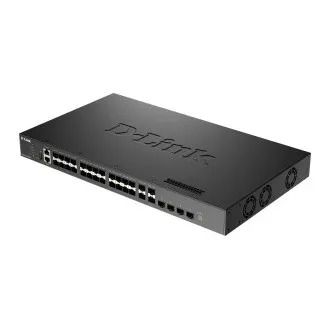 D-Link DXS-3410-32SY/E 10G 3. rétegű, egymásra helyezhető, menedzselt kapcsoló, 28 db 10G SFP , 4 db 25G SFP28