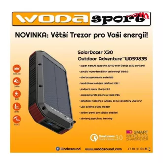 Wodasport - X30 - Napelemes energiabank Wodasport® SolarDozer X30, Outdoor Adventure™ 30100 mAh 7in1