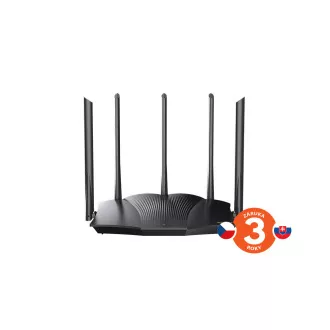 Tenda TX12 Pro AX3000 WiFi6 Router, 1x GWAN, 3x GLAN, IPv6, 5x 6dBi, WPA3, Mesh, CZ alkalmazás