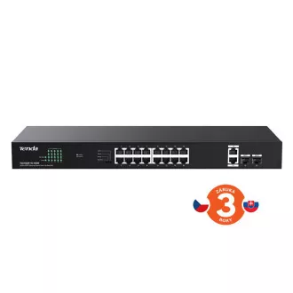 Tenda TEG1120P-16-150W PoE  Gigabit switch 16x 1Gbps PoE  802.3af/at   2x SFP   2x RJ45, 135W, Rack, Rack